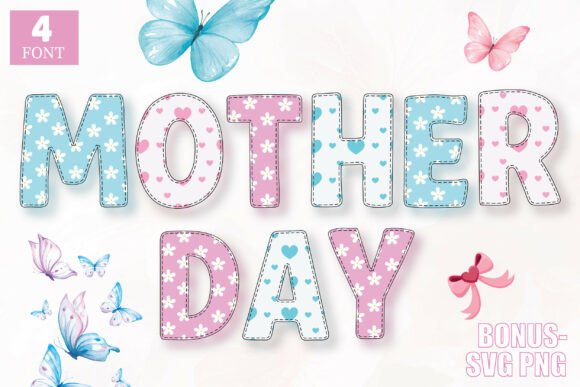 Stylish Mother's Day Floral Font Bundle
